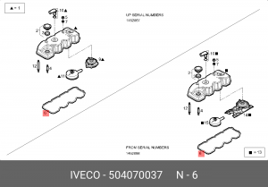 Прокладка, крышка головки цилиндра 504070037 IVECO