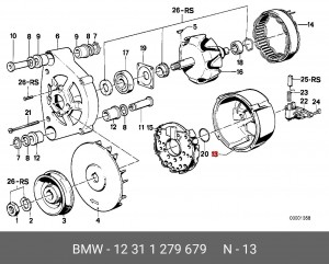 Подшипник контактного кольца, генератор 12 31 1 279 679 BMW