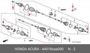 Комплект пылника, приводной вал 44018-SAA-000 HONDA