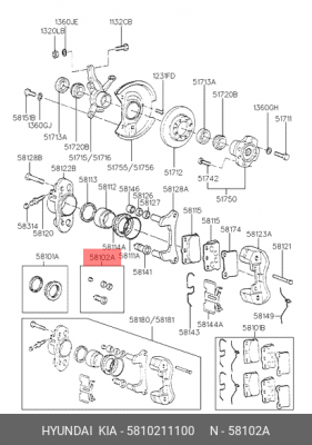 Ремкомплект, тормозной суппорт 5810211100 HYUNDAI KIA