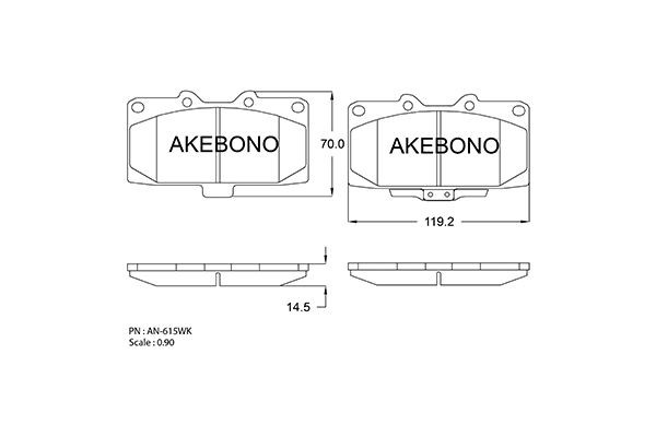Колодки тормозные дисковые AN615WK AKEBONO