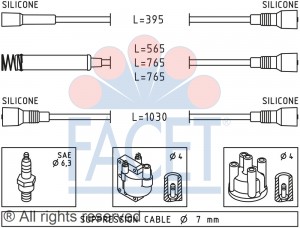 Ккомплект проводов зажигания 4.8527 FACET