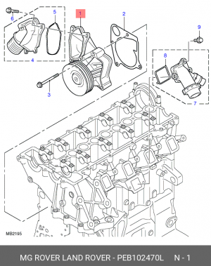 Водяной насос PEB102470L LAND ROVER