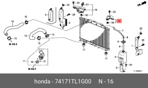 Кронштейн крепления радиатора охлаждения ДВС 74171TL1G00 HONDA