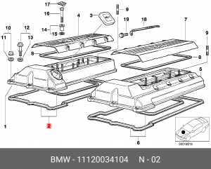 Комплект прокладок, крышка головки цилиндра 11 12 0 034 104 BMW
