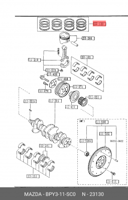 Кольца поршневые BPY311SC0 MAZDA