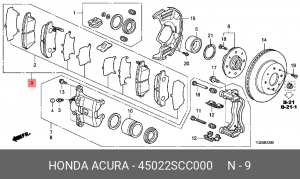 Комплект тормозных колодок, диско 45022-SCC-000 HONDA