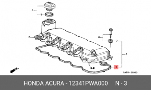 Прокладка, крышка головки цилиндра 12341PWA000 HONDA