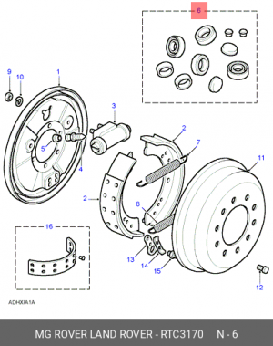 Ремкомплект, колесный тормозной цилиндр RTC3170 LAND ROVER