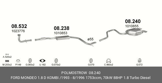 Глушитель - задняя часть системы ОГ 08.240 POLMOSTROW