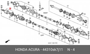 Шарнирный комплект, приводной вал 44310SK7J11 HONDA