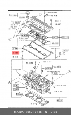 Болт головки цилидра B660-10-135 MAZDA
