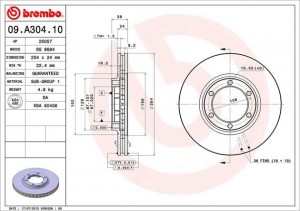 Тормозной диск 09.A304.10 BREMBO