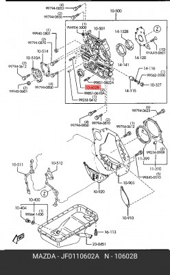 Уплотняющее кольцо, коленчатый вал JF0110602A MAZDA