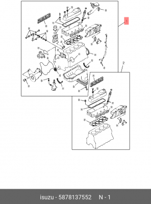 Комплект прокладок, двигатель 5-87813-755-2 ISUZU