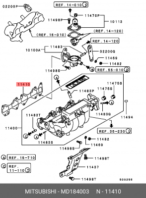 Прокладка впускного коллектора MD184003 MITSUBISHI