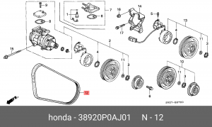 Поликлиновой ремень 38920-P0A-J01 HONDA