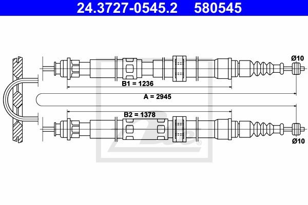Трос, стояночная тормозная система 24.3727-0545.2 ATE