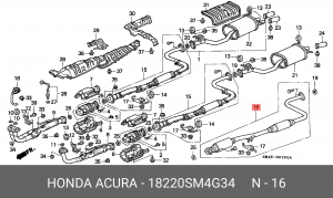 Средний глушитель выхлопных газов 18220SM4G34 HONDA