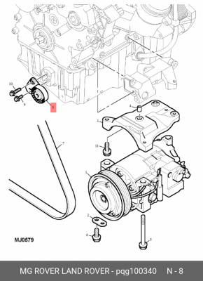 Натяжной ролик, поликлиновой  ремень PQG100340 MG ROVER LAND ROVER