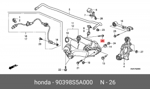 Болт подвески 90398S5A000 HONDA