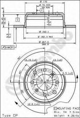 Тормозной диск 08.1365.10 BREMBO
