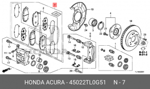 Комплект тормозных колодок, диско 45022-TL0-G51 HONDA