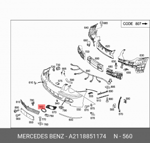 Накладка бампера A2118851174 MERCEDES BENZ