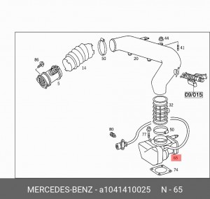 Патрубок дроссельной заслонки A 104 141 00 25 MERCEDES BENZ