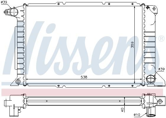 Радиатор, охлаждение двигател 62080A NISSENS