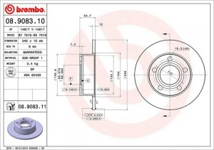 Тормозной диск 08.9083.10 BREMBO