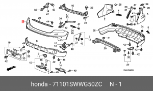 Накладка бампера 71101SWWG50ZC HONDA