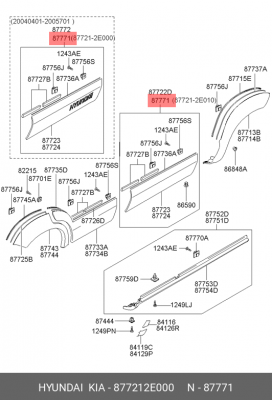 Накладка двери 877212E000 HYUNDAI KIA