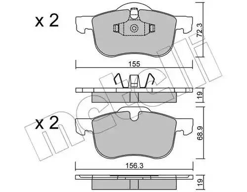 Комплект тормозных колодок, диско 2203090 METELLI