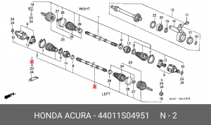 Шарнирный комплект, приводной вал 44011-S04-951 HONDA