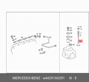 Клапан выпускной A 442 016 02 91 MERCEDES BENZ