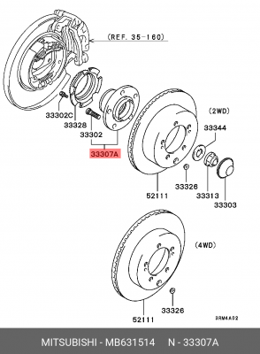 Подшипник ступицы колеса со ступицей (комплект) MB631514 MITSUBISHI