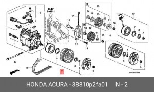 Компрессор, кондиционер 38810P2FA01 HONDA