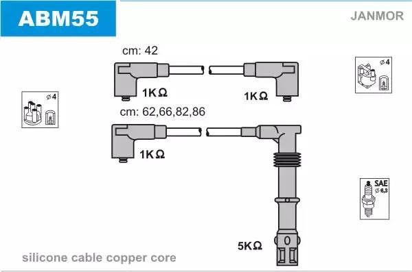 Ккомплект проводов зажигания ABM55 JANMOR