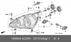 Фара головного света 33151S9AG11 HONDA