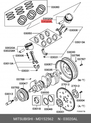 Поршень ДВС с шатуном MD152562 MITSUBISHI