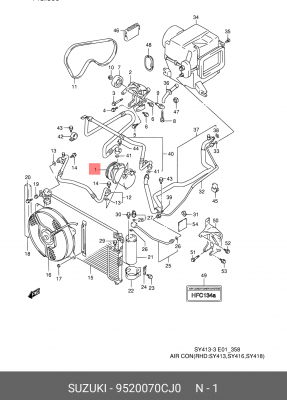 Компрессор, кондиционер 95200-70CJ0 SUZUKI