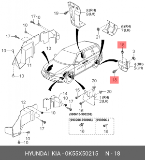 Болт крепления 0K55X50215 HYUNDAI KIA