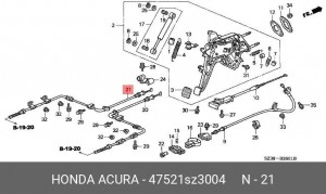 Трос, стояночная тормозная система 47521SZ3004 HONDA