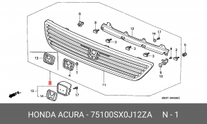 Решетка радиатора 75100SX0J12ZA HONDA