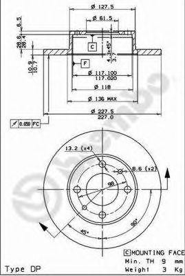 Тормозной диск 08.3636.10 BREMBO