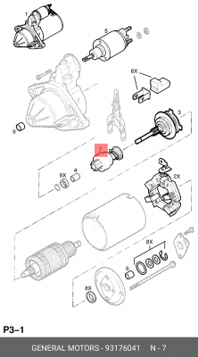 Привод с механизмом свободного хода, стартер 93176041 GENERAL MOTORS