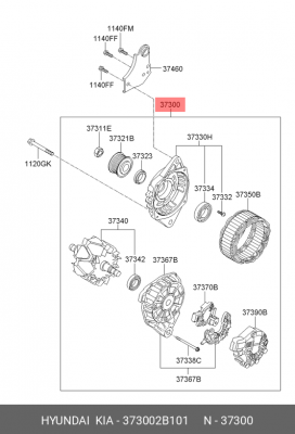 Генератор 373002B101 HYUNDAI KIA