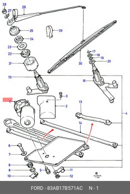 Двигатель стеклоочистителя 83AB-17B571-AC FORD