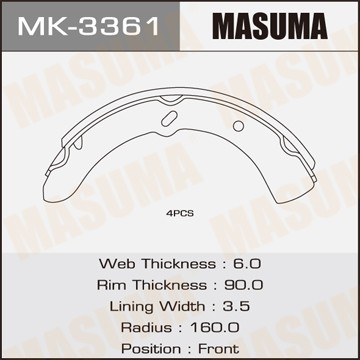 Колодки тормозные барабанные MK3361 MASUMA